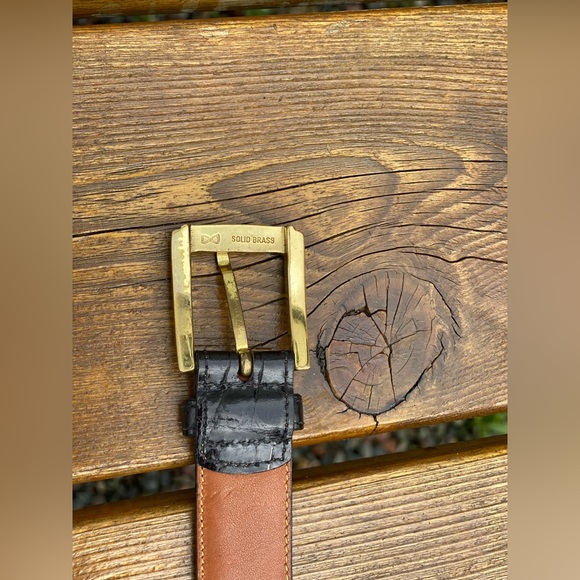 Mens Burberry Croco Embossed NEW Leather Belt🔥Vintage Brass Buckle🔥 - Picture 4 of 16